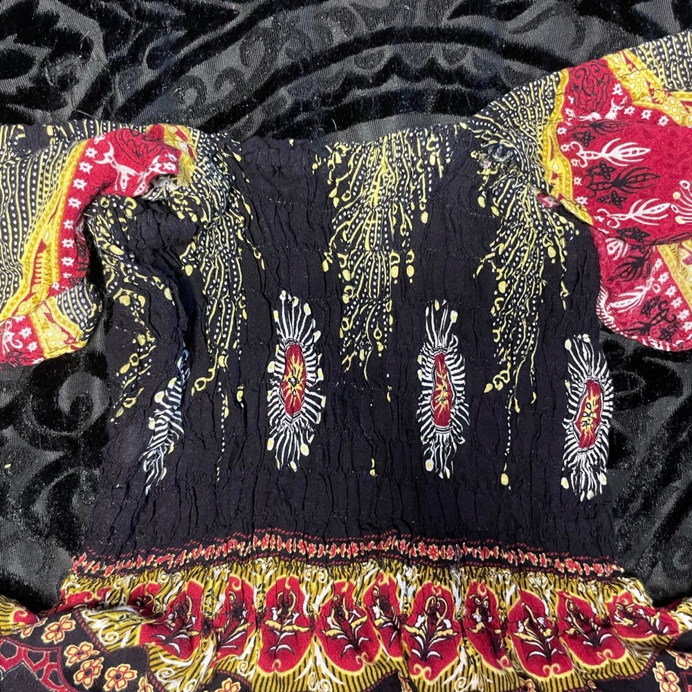 Vibrant Off-Shoulder Top with Patterned Design